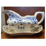 antique buffalo pottery gravy boat & under plate