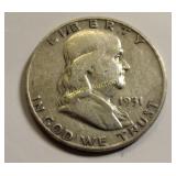 1951 D silver Franklin half dollar us coin FBL?