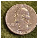 1964 silver washington quarter AU? gorgeous