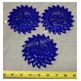 3 dept 56 sun catchers smiling face cobalt 4 1/2"