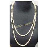 vintage cultured pearls necklace 58" x 14KG clasp