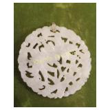 vtg nephrite jade carved pendant 2"