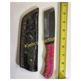 fixed blade hinting knife w/leather sheath