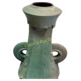 teco pottery style celedon pottery large vase 14"