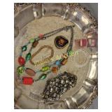 estate jewelry lot of 6 pcs glass necklac, pendant