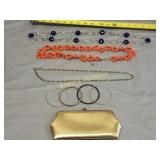 estate costume jewelry lot & clutch