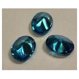 3 oval cut london blue topaz? gemstones 5.5 carat