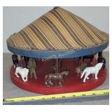 antique folk art carousel hand made metal animals