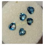 lot of 5 London blue topaz? heart shape
