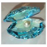 swarovski crystal ice metallic blue shell w/pearl