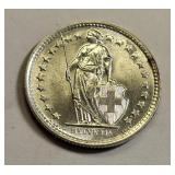 1961 B Switzerland silver 1/2 franc coin