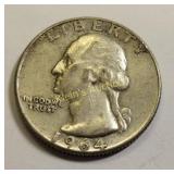 1964D Washington silver quarter