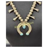 sterling silver Navajo squash blossom necklace