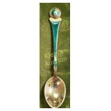 vtg sterling & guilloche enamel Denmark spoon