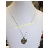 sterling heart pendant Italy & 18" sterling chain