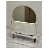 vtg 16" MCM lucite & brass vanity dresser mirror