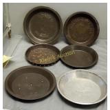 antique tin pie tins 8" & 9" vented 6 x bid