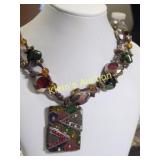 jeweled & enameled firefly anne style necklace