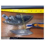 Damascus steel ulu knife w/ sheath