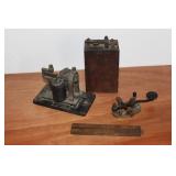 Antiques incl. Car battery, ruler, & Morris Code
