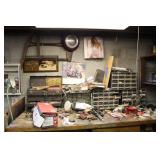 Work bench- Kennedy chest, parts, etc.