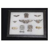 #802 Sterling Insignas, lot inc Air crew wings Army and Navy, Glider pilot, and Pilot wings