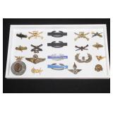 #810 US and German Insignia Lot, Inc 33rd Tank Bt officer collar Insignia, Multiple Combat Infantry 