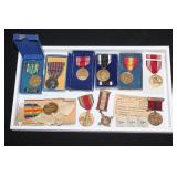 #815 WW1 and WW2 medals inc named USMC good conduct 1918-1922, Occupation Medals, and Italian Medal 