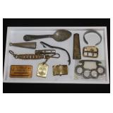 #817 Box lot with Nazi Political Belt bucke, Brass Knuckes 