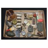 #857 Lot of Military Compasses and Artillery shell, etc.