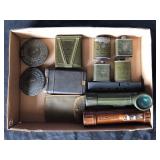 #859 US WW2 flashlights, Rifle bore cleaner, etc.