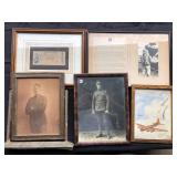 #898 Lot of 5 framed Photos, incl WW1 Portrait