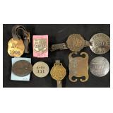 #459 Lot of 9 Misc. Metals incl. Michigan 1906, Chauffeurs Licenses, Abraham Lincoln, etc.