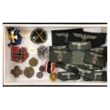 #475 German Nazi lot incl. Cut off insignias, Gunner Badge, etc.
