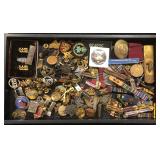 #478 Large Pin lot incl. Sterling ROTC, Officer & Enlisted US Pins, Ribbons, CIB, etc.
