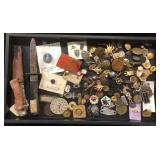 #482 Pin lot incl. Kabar Knife, Mackinaw City, Worlds Fair, Dodge Pin, Boy Scouts,  Bowling, etc.