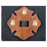 #451 Lot of 3 Lansing Fire Department Badges on Plaque