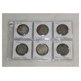 #653 6 Silver Dollars- (2) Peace years incl.1922 & 
