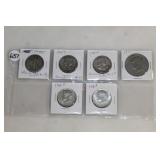 #657 Lot of 6 Silver Coins- 1945 Walking Liberty Half, etc.