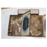 #661 Large Penny lot incl. steel wheat head and rack of 1920 P pennies