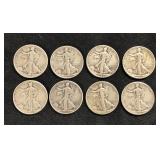 #677 8 Walking Liberty Silver Half Dollars
