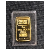 #682 5g. Fine Gold Bar- Credit Suisse #223420