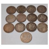 (13) Morgan silver dollars