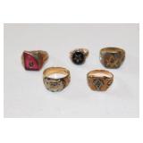 Men’s fraternity rings-18K, (2) 12 K, 10K