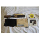 Moon landing, War ration book, strait razors, etc.