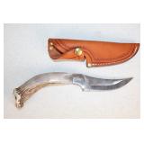 #894 2002-2003 Whitetails Unlimited Silver Stag knife w/ leather sheath