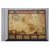 #919 Large Wooden Americas Map "Nova Totiusamerice Tadula"