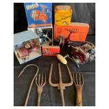 Assortment of Fishing Supplies incl. spears, reels, etc.