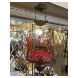 Lot #176 Victorian Cranberry Kerosene Adjustable Lot #176 Victorian Cranberry Kerosene Adjustable