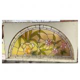 Lot #4 Vase and Floral Arch Top Glass Window Lot #4 Vase and Floral Arch Top Glass Window